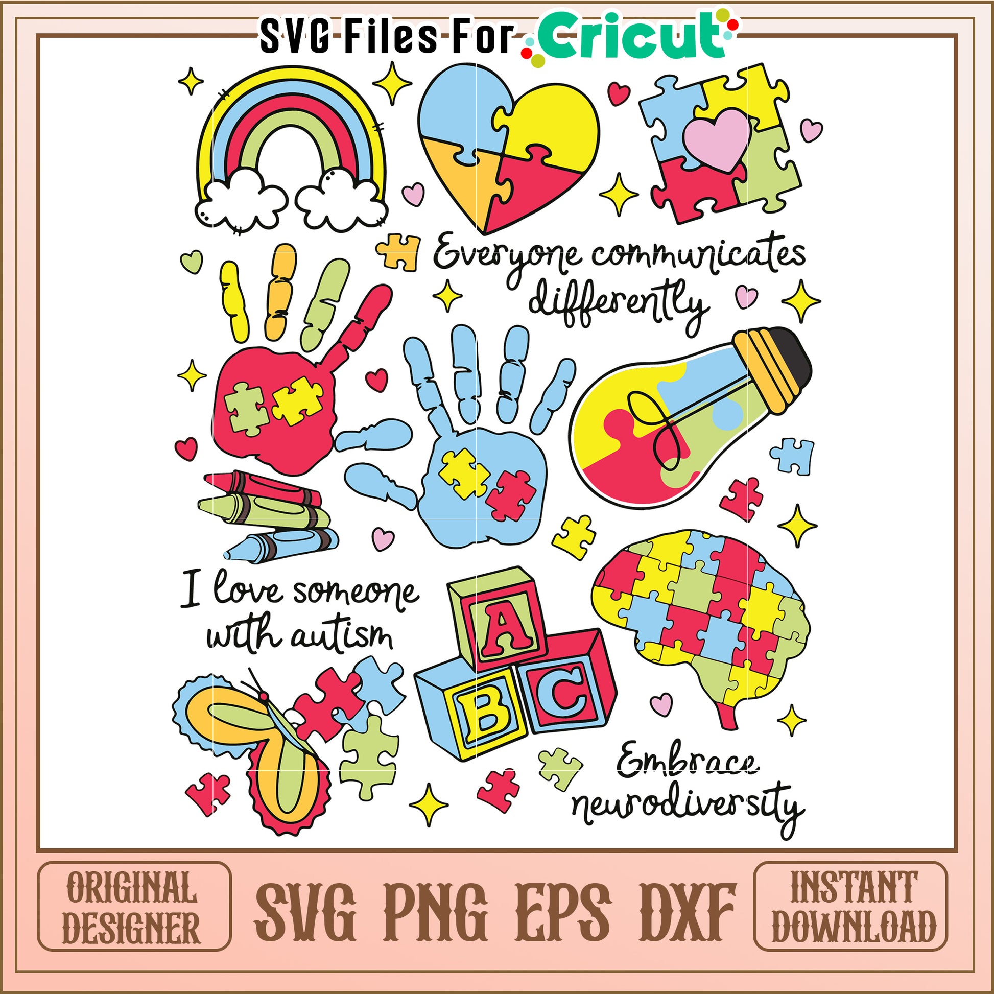 Colorful Autism Awareness Design, promotes understanding and love