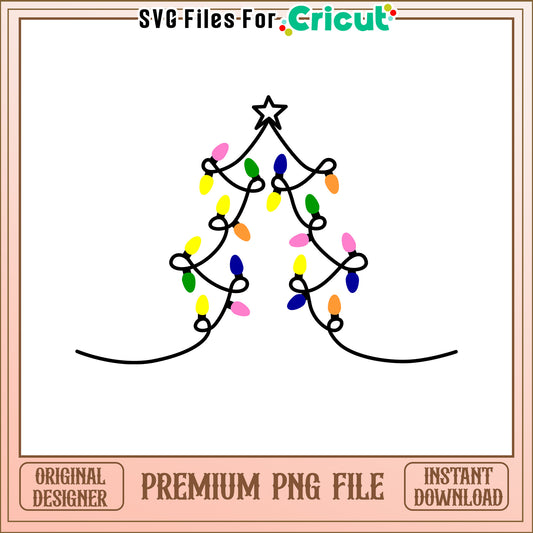 Colorful Christmas Tree PNG Design for Cricut, Ideal for Crafts