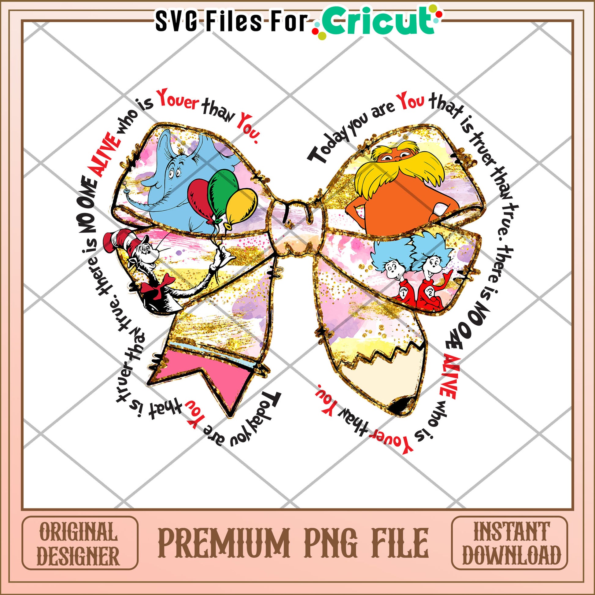 Colorful Dr Seuss Bow PNG File for Fun Creative Projects