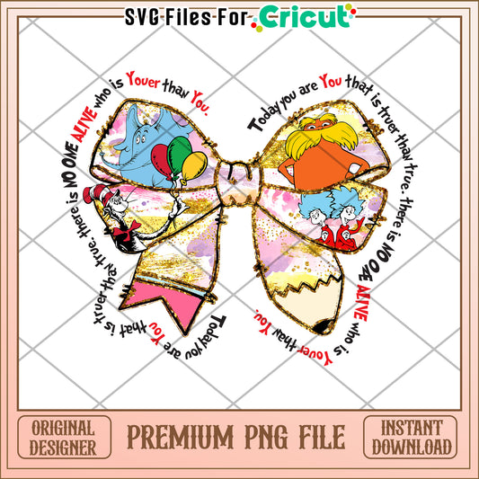 Colorful Dr Seuss Bow PNG File for Fun Creative Projects