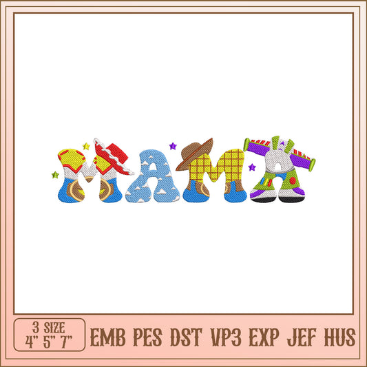 Colorful Embroidery Design for Mama in Various Styles and Sizes