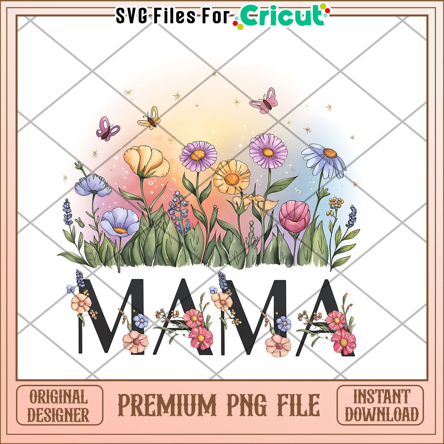 Colorful Floral Mama PNG Design for Instant Download