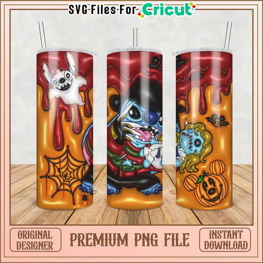 Colorful Halloween Themed Tumbler PNG Design for Cricut Projects