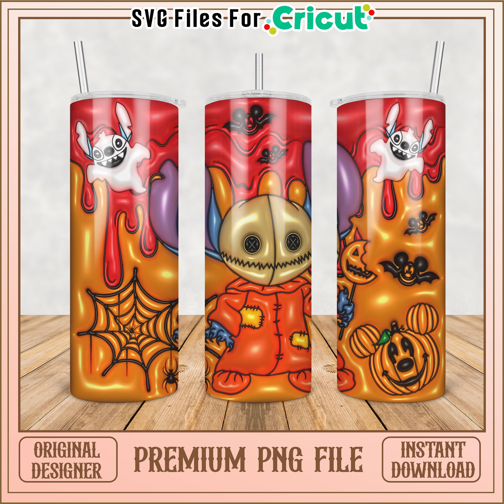 Colorful Halloween Tumbler PNG Design for Cricut Projects Download