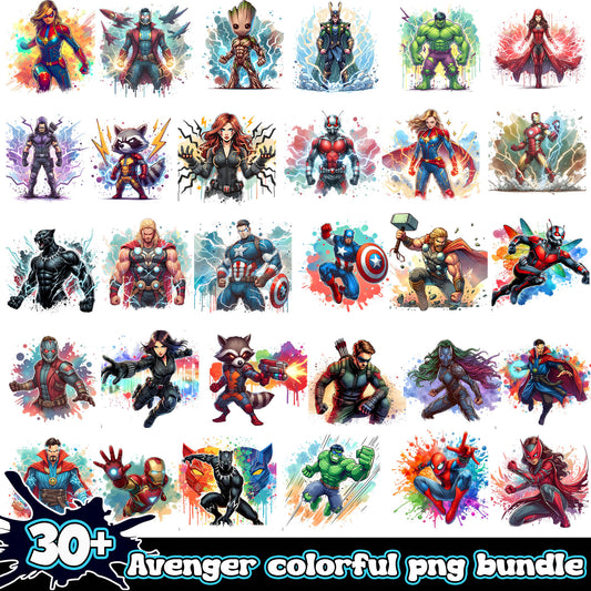 Hero marvel avengers watercolor bundle png, marvel avengers png