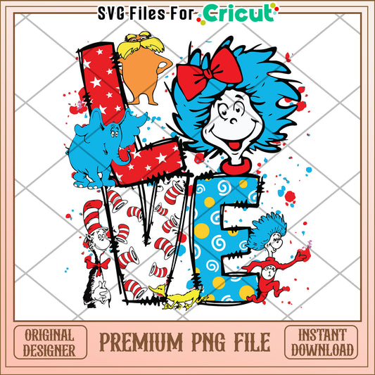 Colorful Love Design Inspired by Classic Children's Books PNG