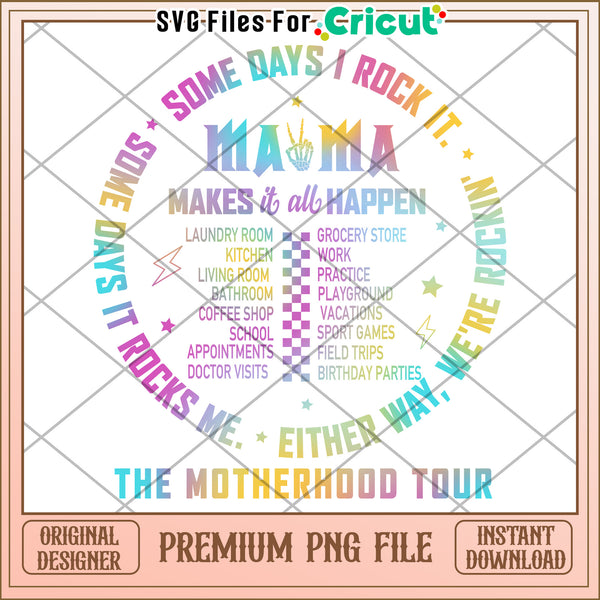Colorful Mama Design for Cricut Let's Rock Motherhood PNG – svg files ...
