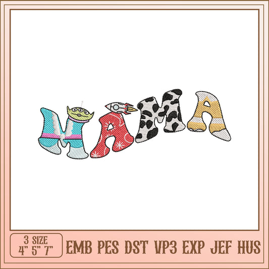 Colorful Mama Embroidery Design for Creative Projects 4x5x7
