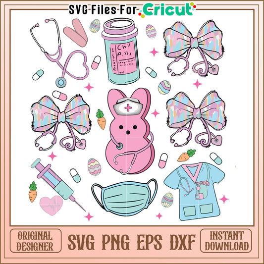 Colorful Medical Cartoon Pattern, Perfect for Health-Themed Products