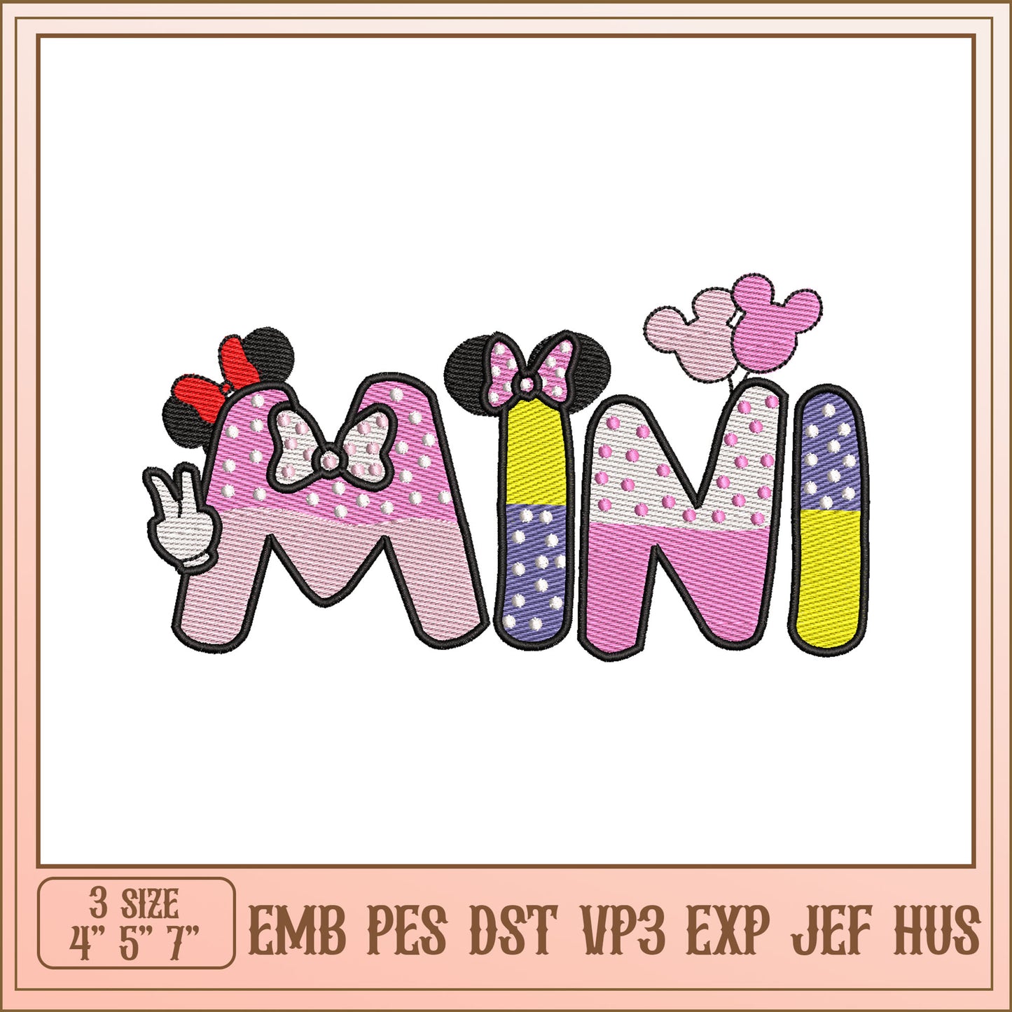 Colorful Mini Embroidery Design for Kids Apparel and Crafts