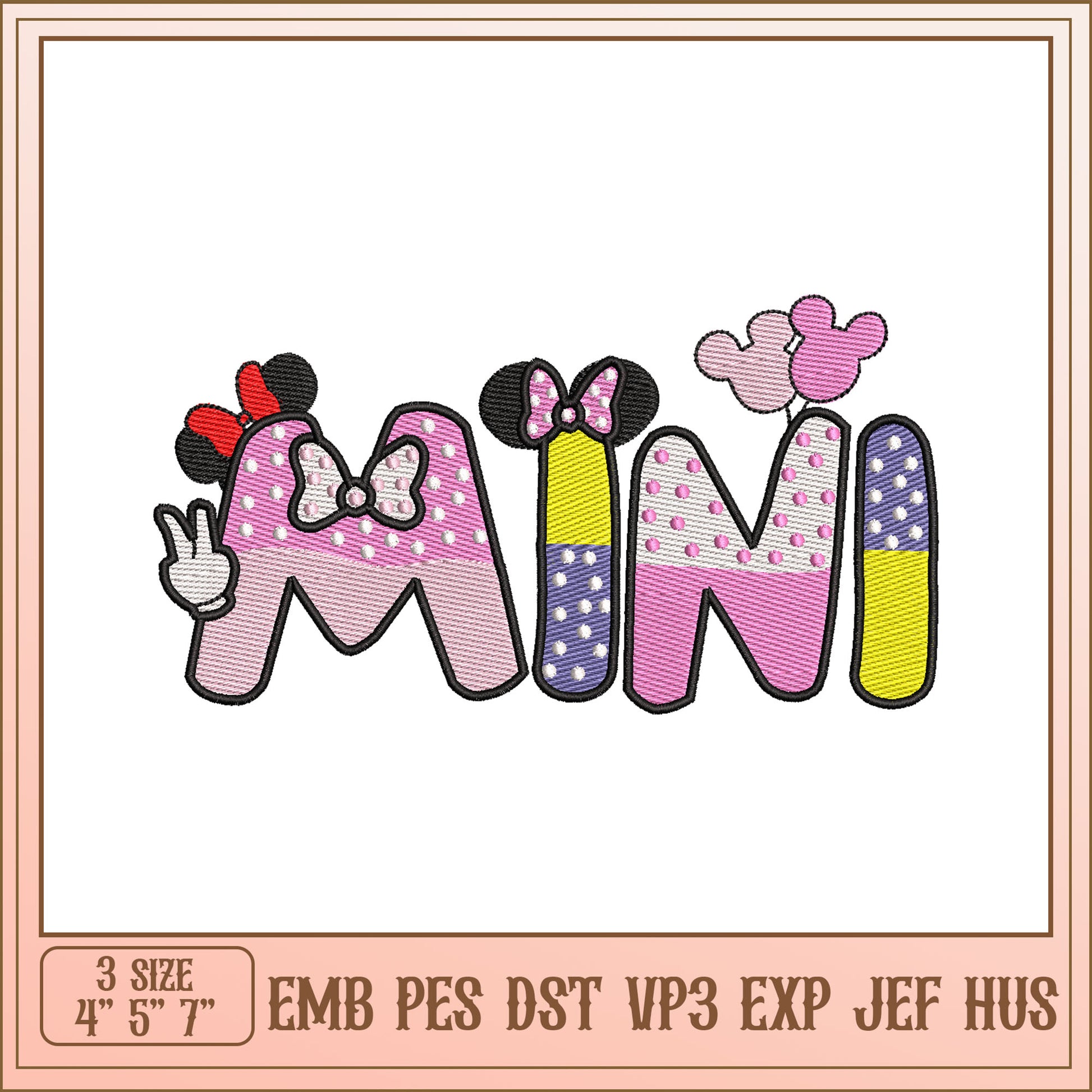 Colorful Mini Embroidery Design for Kids Apparel and Crafts