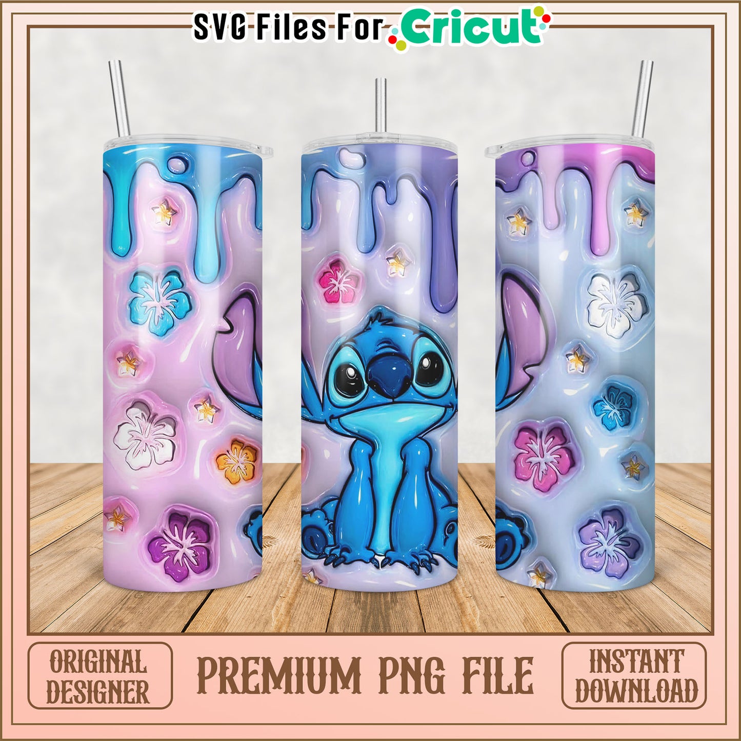 Colorful Stitch Tumbler PNG Design for Craft Lovers