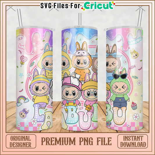 Colorful character labubu tumbler png, labubu clothes​ png, labubu clothes​​ png