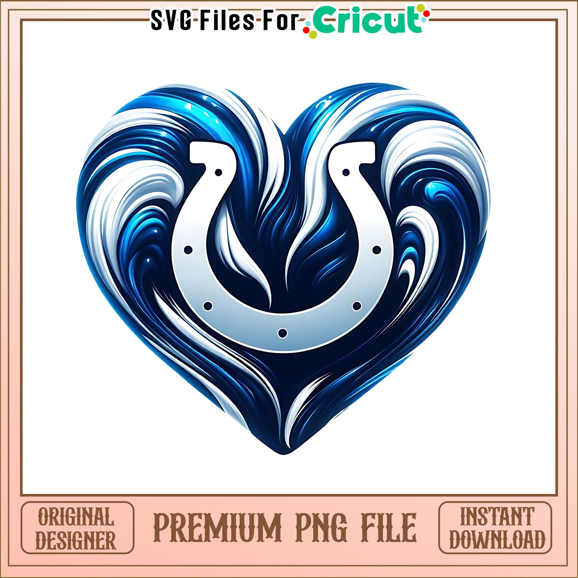 Colts logo vintage heart png, Indianapolis Colts png, NFL png