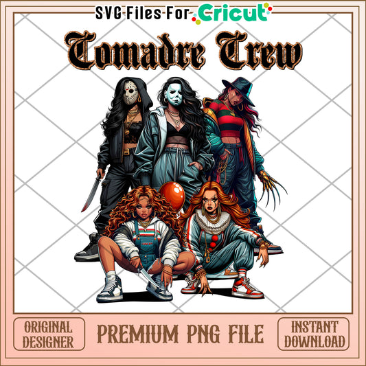 Comadre crew horror design png, halloween png
