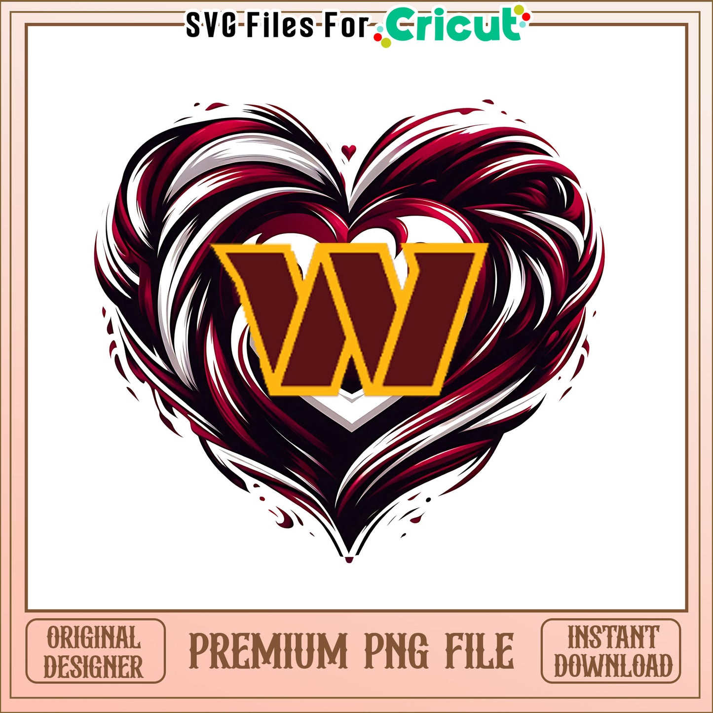 Commanders logo vintage heart png, Washington Commanders png, NFL png