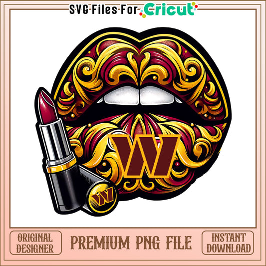 Commanders vintage lips design png, Washington Commanders png, NFL png