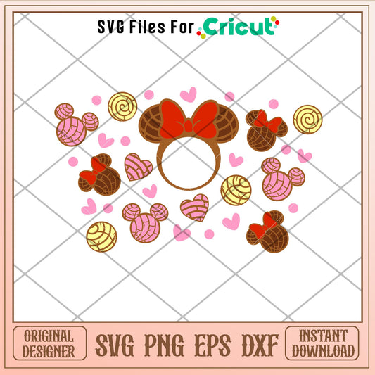 Concha Mouse Full Wrap, Concha Mickey _ Minnie Mouse Full Wrap Svg