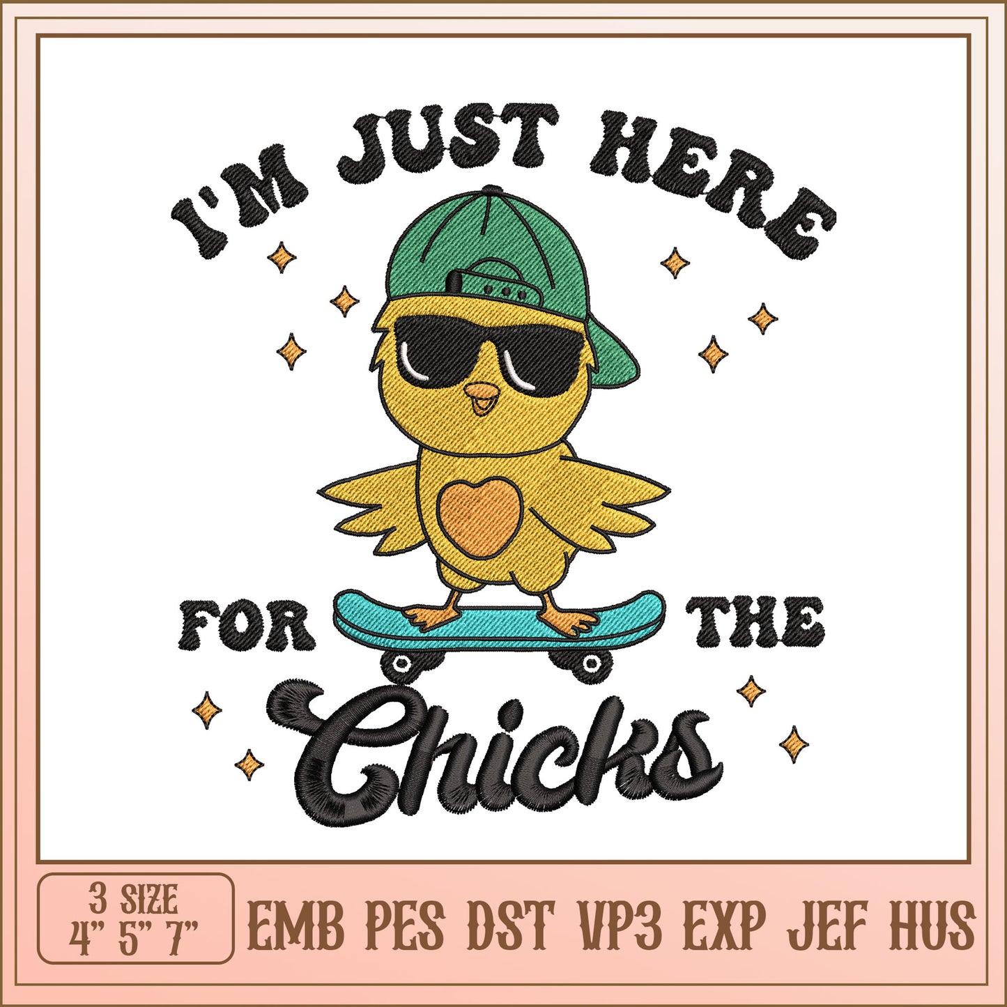 Cool Chick Skateboard Embroidery Design