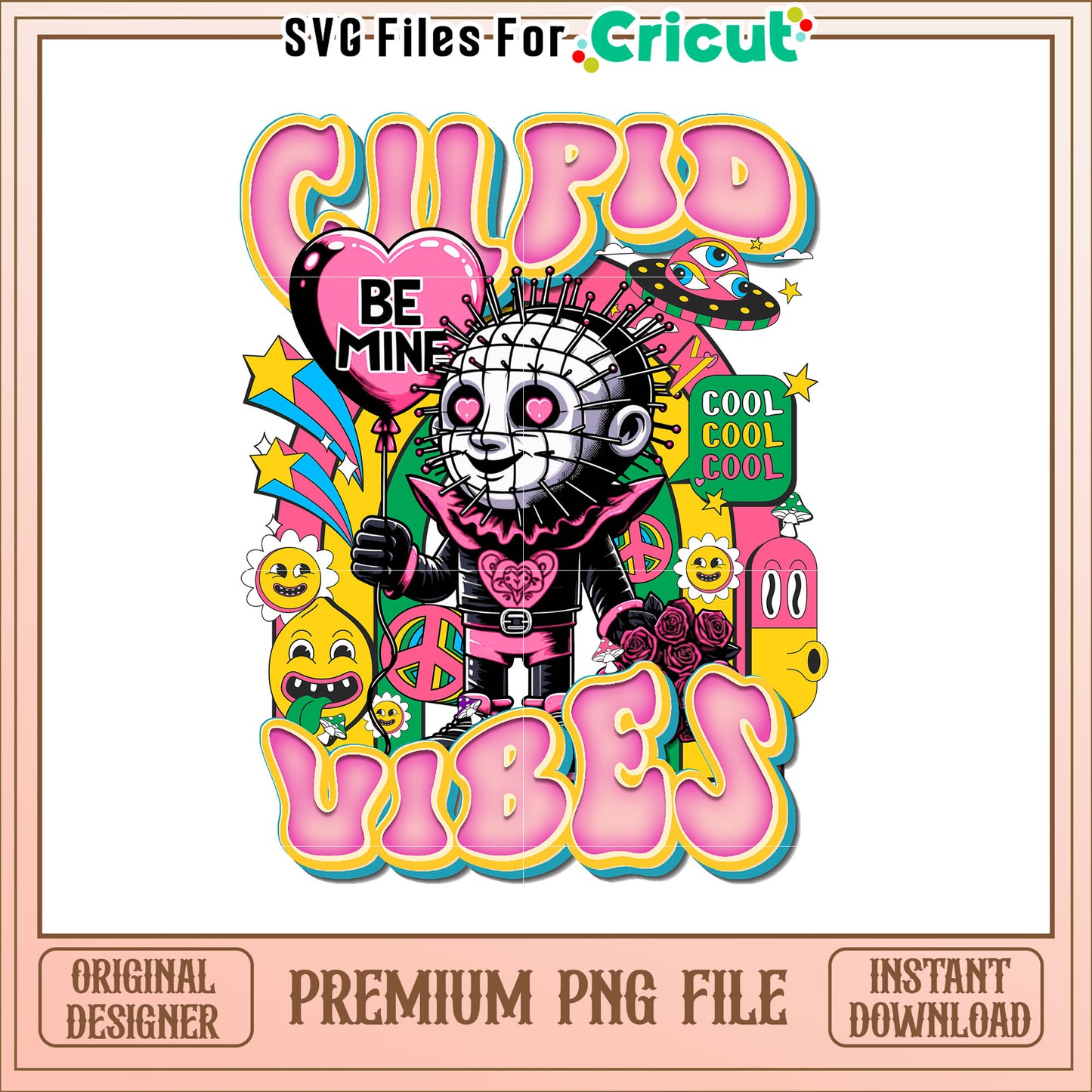 Cool Cupid Vibes Retro Valentine Art PNG for Unique Gifts