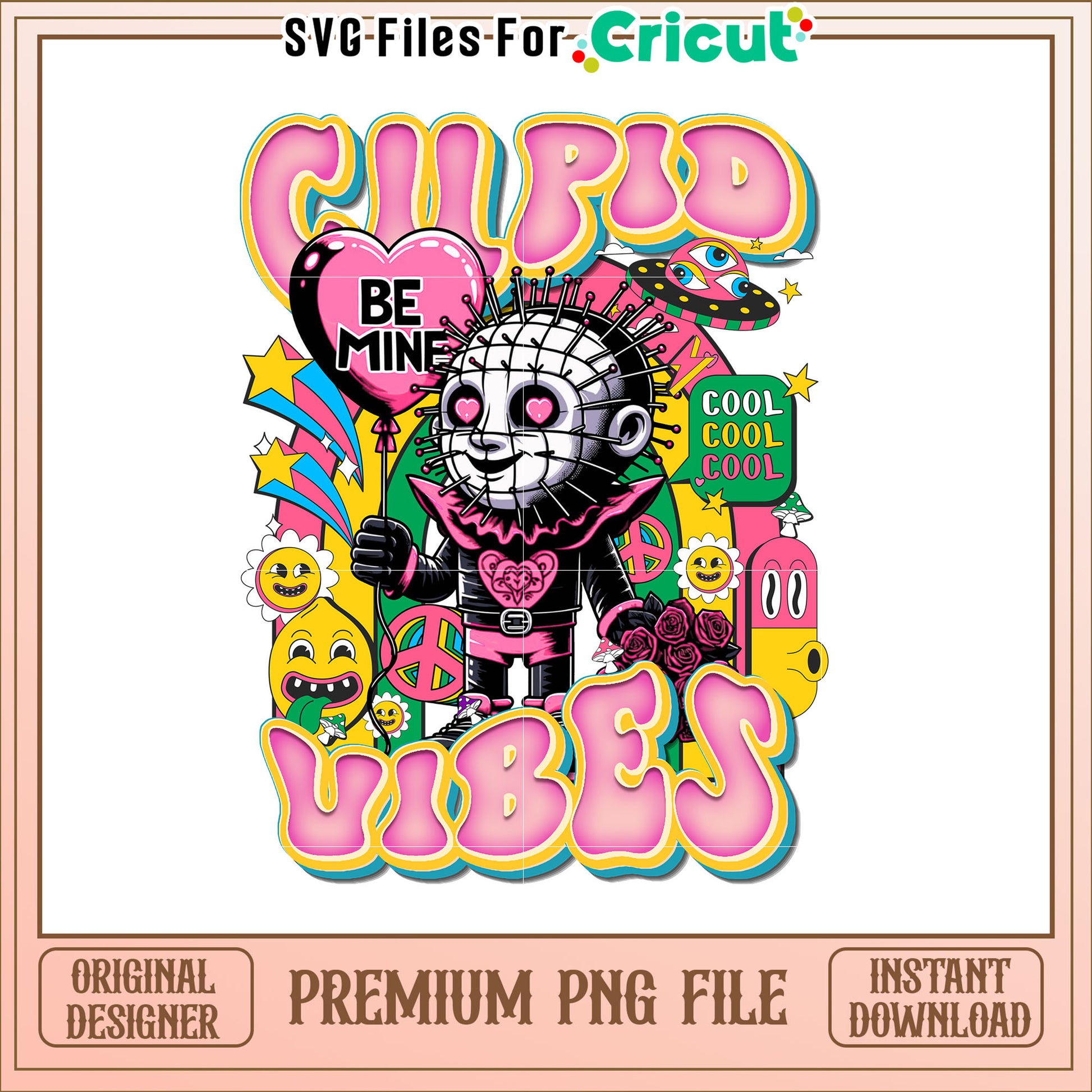 Cool Cupid Vibes Retro Valentine Art PNG for Unique Gifts