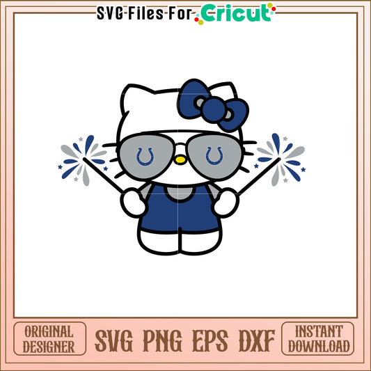 Cool Hello Kitty Design with Colts Theme SVG File