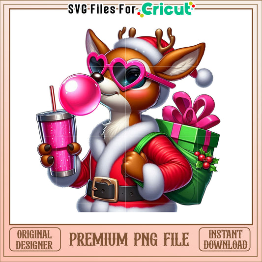 Cool Reindeer Christmas PNG Image