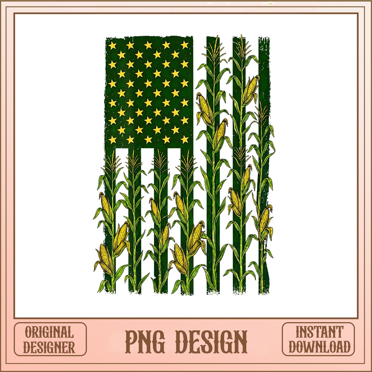 Corn American Flag PNG, Farmer Patriotic Design, 4th Of July PNG
