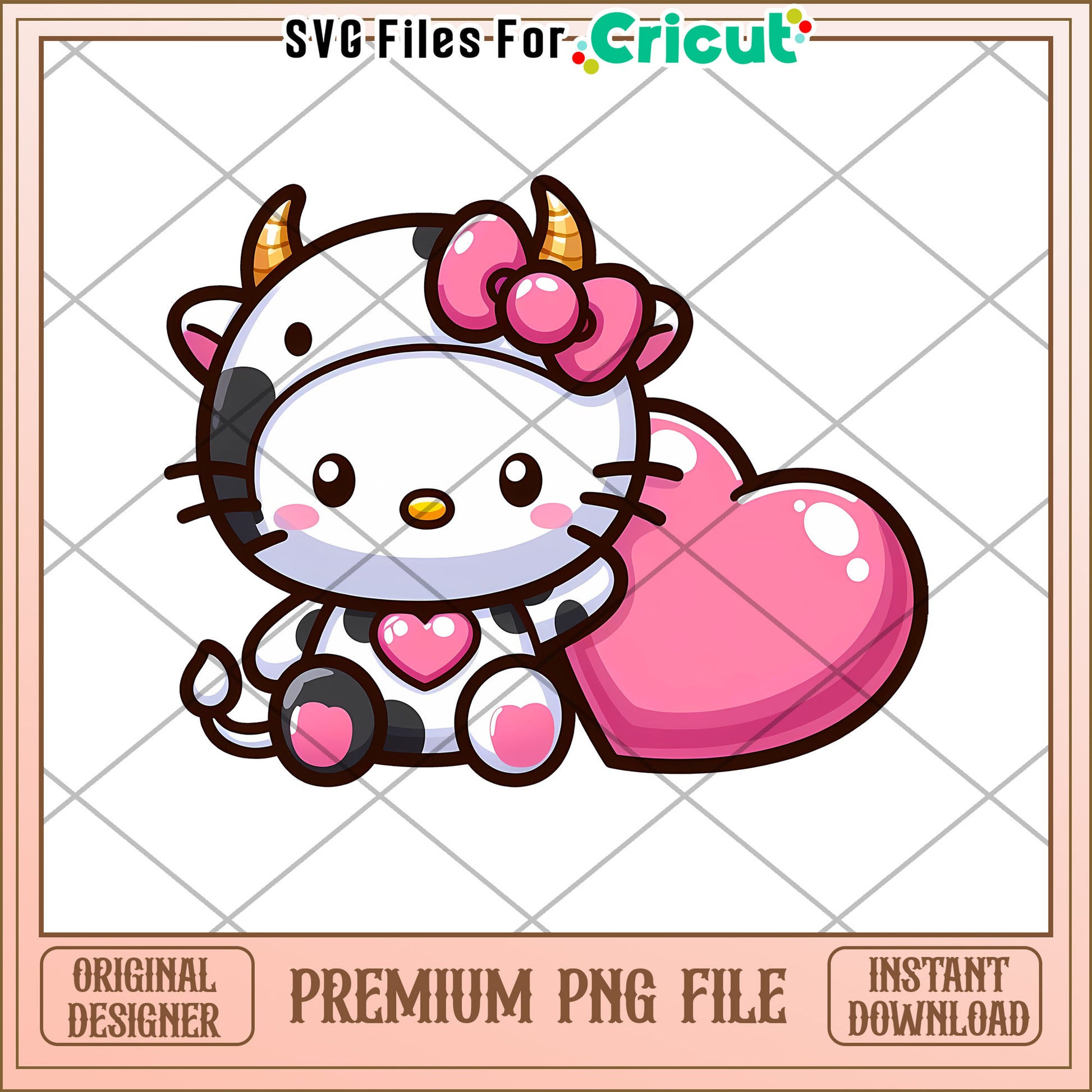 Cow Hello Kitty PNG Heart Design