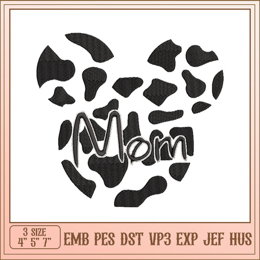 Cow Mom Embroidery Design