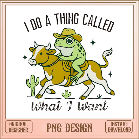 Cowboy Frog Riding Bull PNG, Funny Frog Western PNG, Frog PNG
