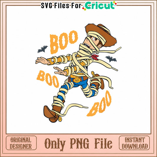 Cowboy Mummy Halloween PNG, Boo Western Character, PNG File