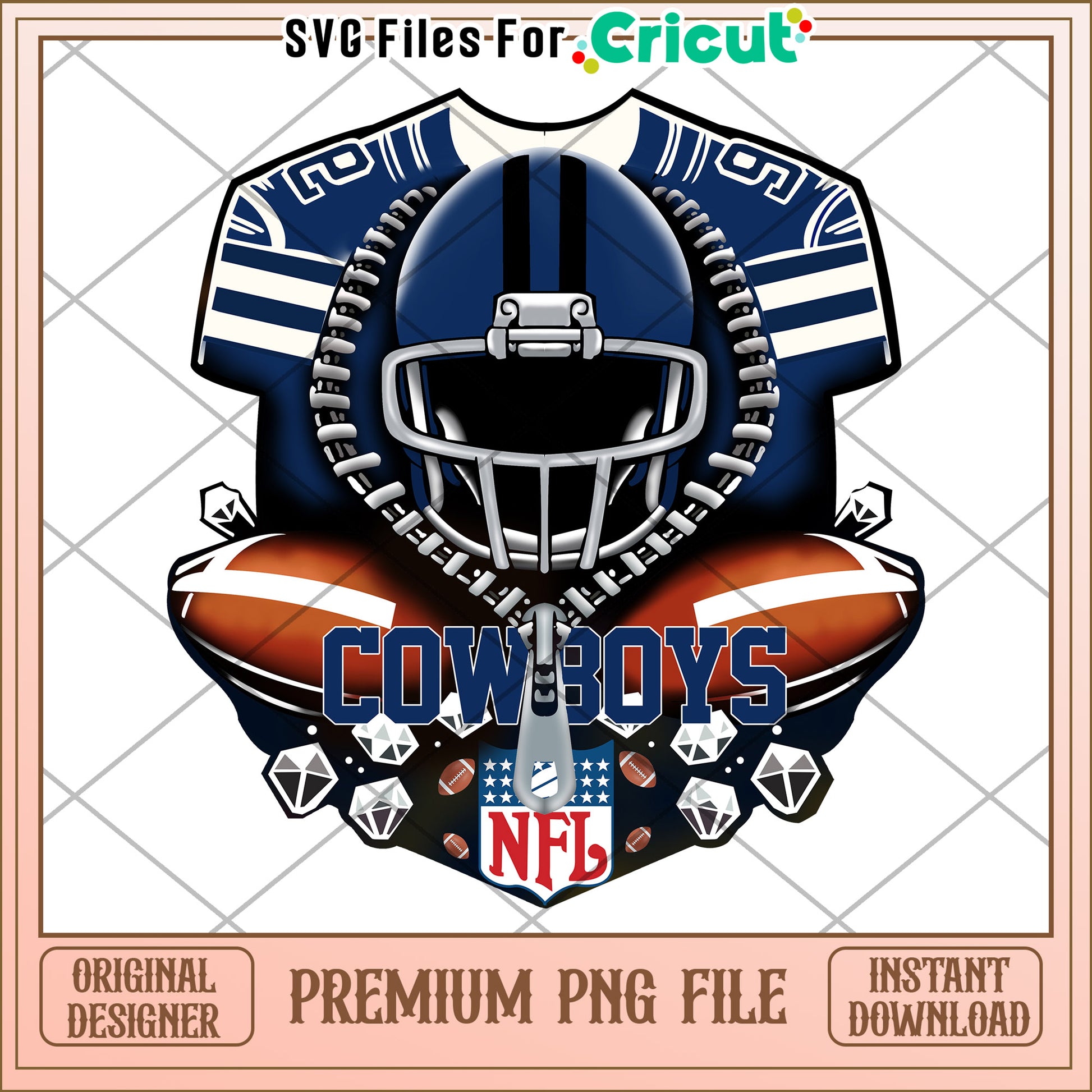 Cowboys Football PNG Design for Cricut, Premium Instant Download