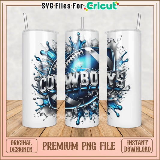 Cowboys Football Tumbler PNG Design