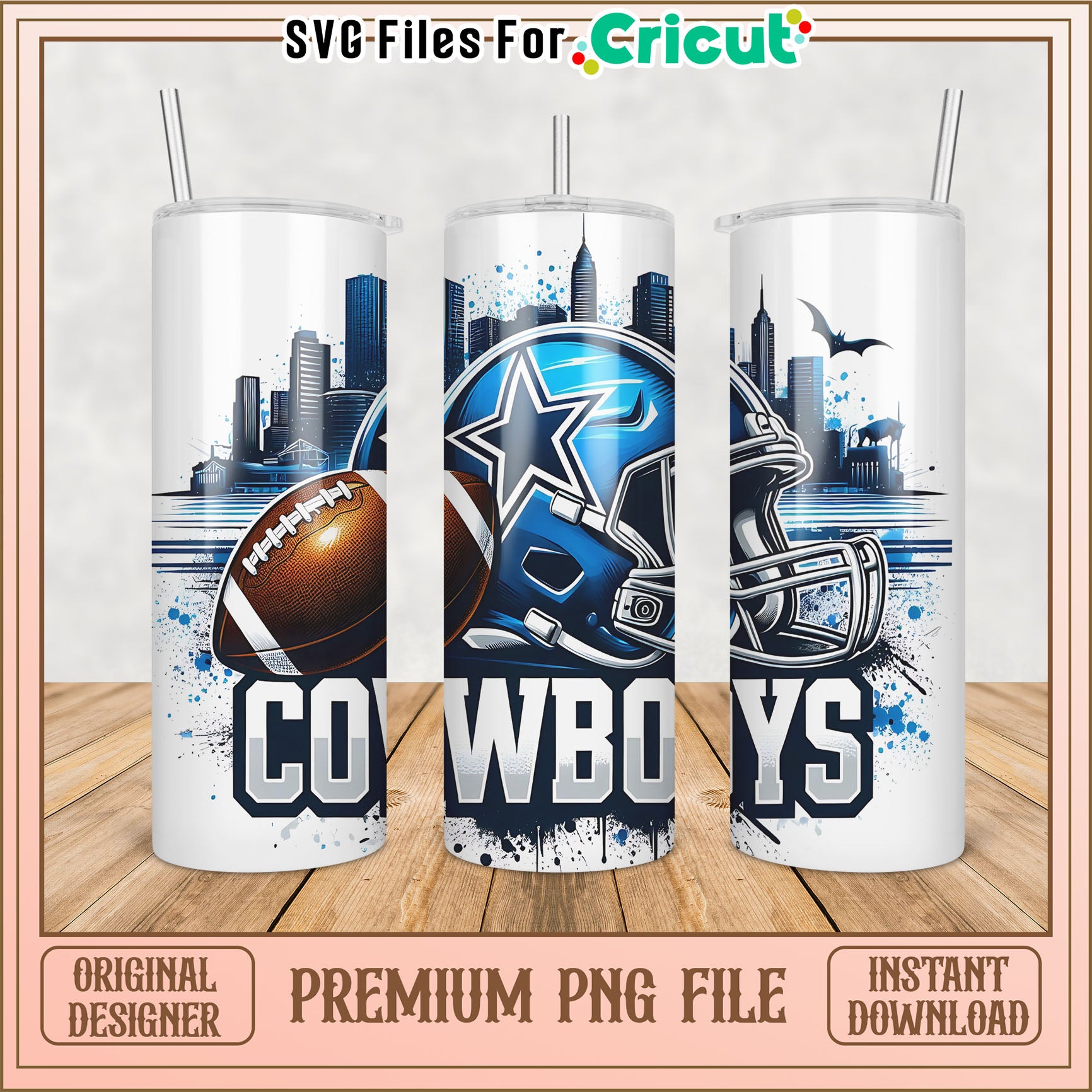 Cowboys Football Tumbler PNG Sublimation