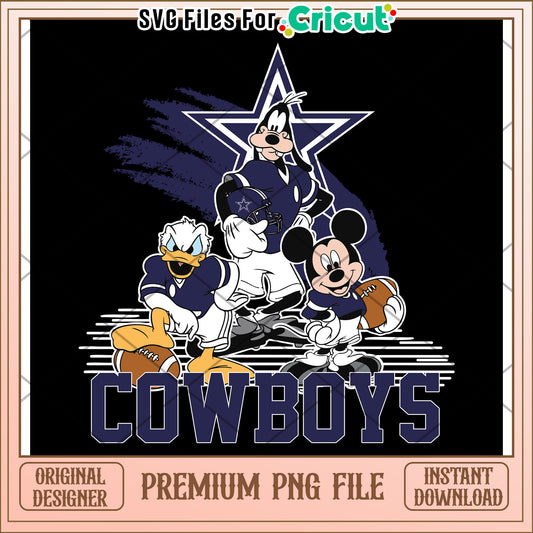 Cowboys PNG File with Mickey and Friends, Perfect for Cricut Projects