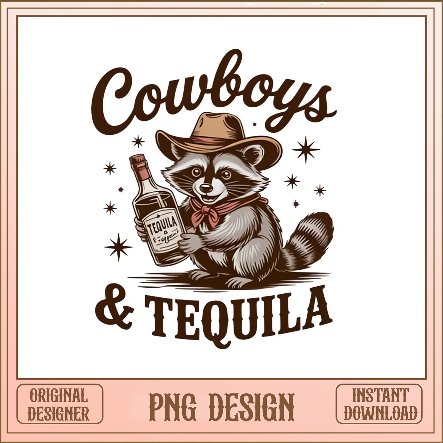 Cowboys And Tequila Raccoon PNG, Western Cowboy PNG, Funny Raccoon PNG