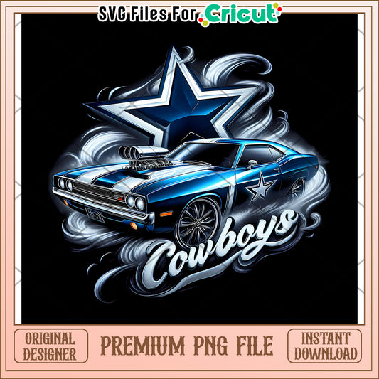 Cowboys car design for crafts projects, premium PNG file download