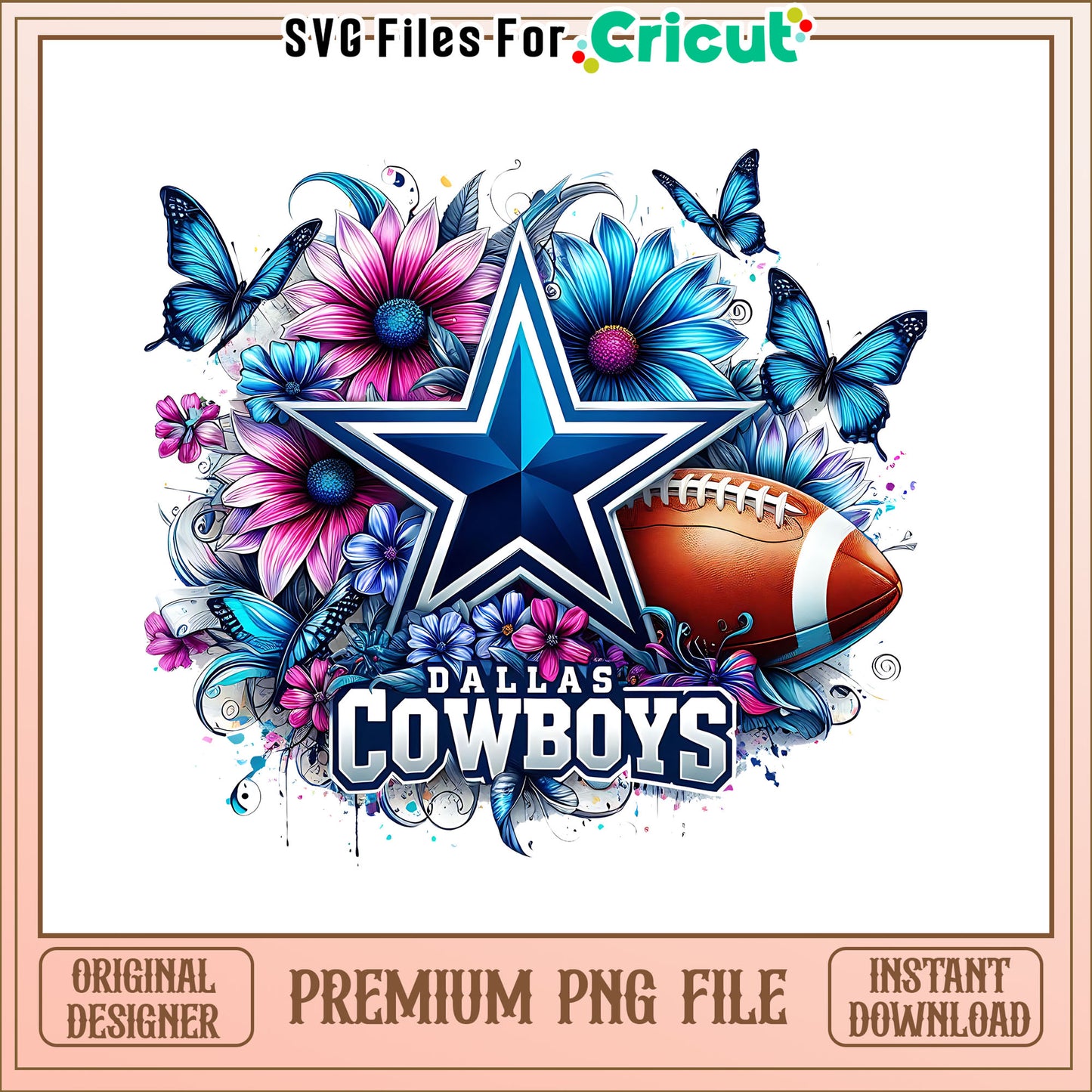 Cowboys logo vintage flower png, Dallas Cowboys png, NFL png