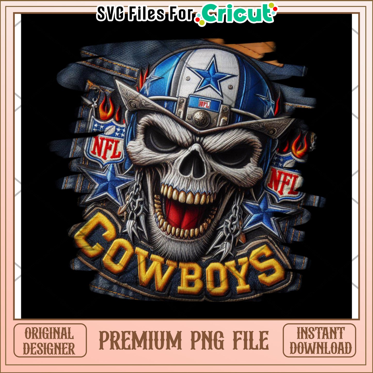 Cowboys skull design for crafting, premium PNG digital download