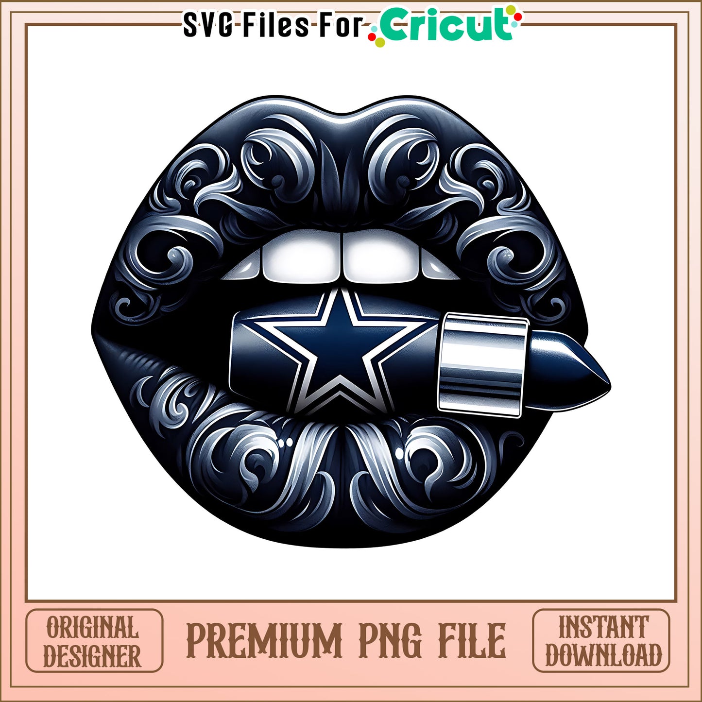 Cowboys vintage lips design png, Dallas Cowboys png, NFL png