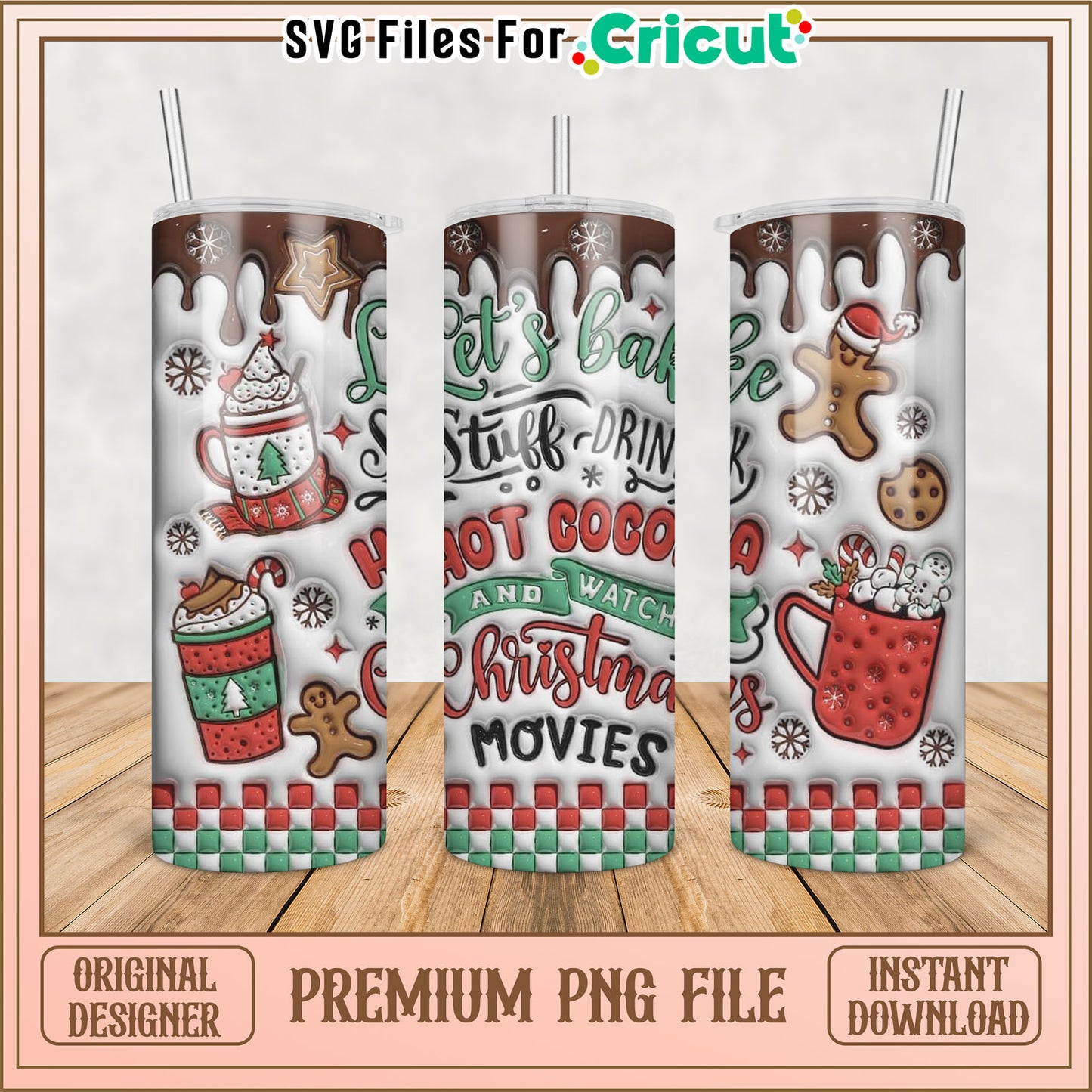 Cozy Christmas Tumbler PNG File for Hot Cocoa Lovers and Crafters