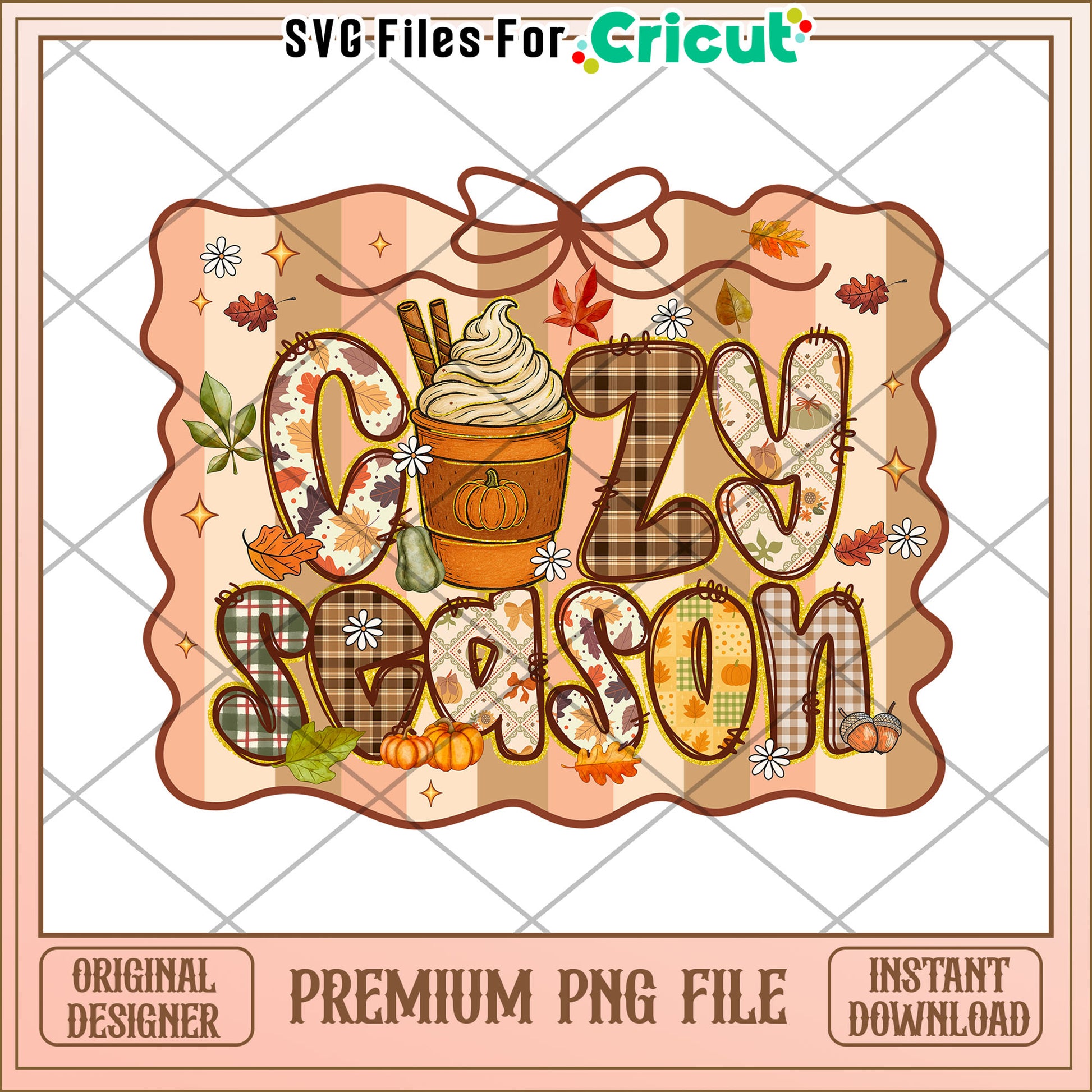 Cozy season 2 design png, fall season png, halloween holiday png