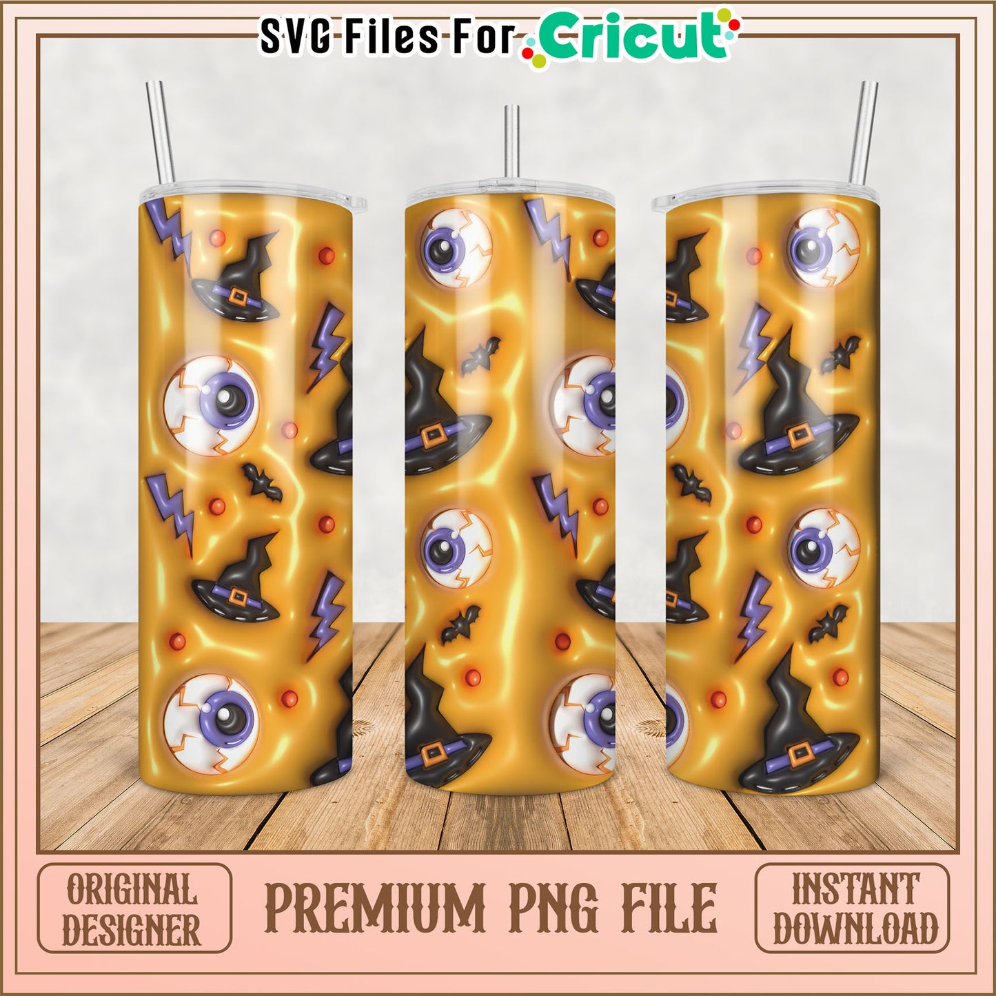 Creative Halloween Themed Tumbler Design Premium PNG Download