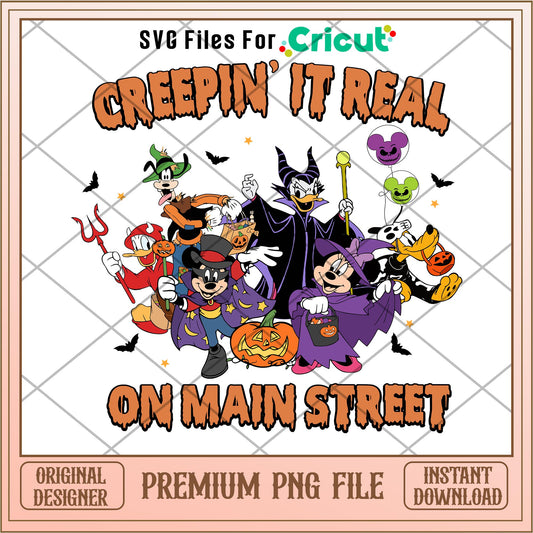 Creepin' It Real On The Main Street png, Disney characters png, Digital Download