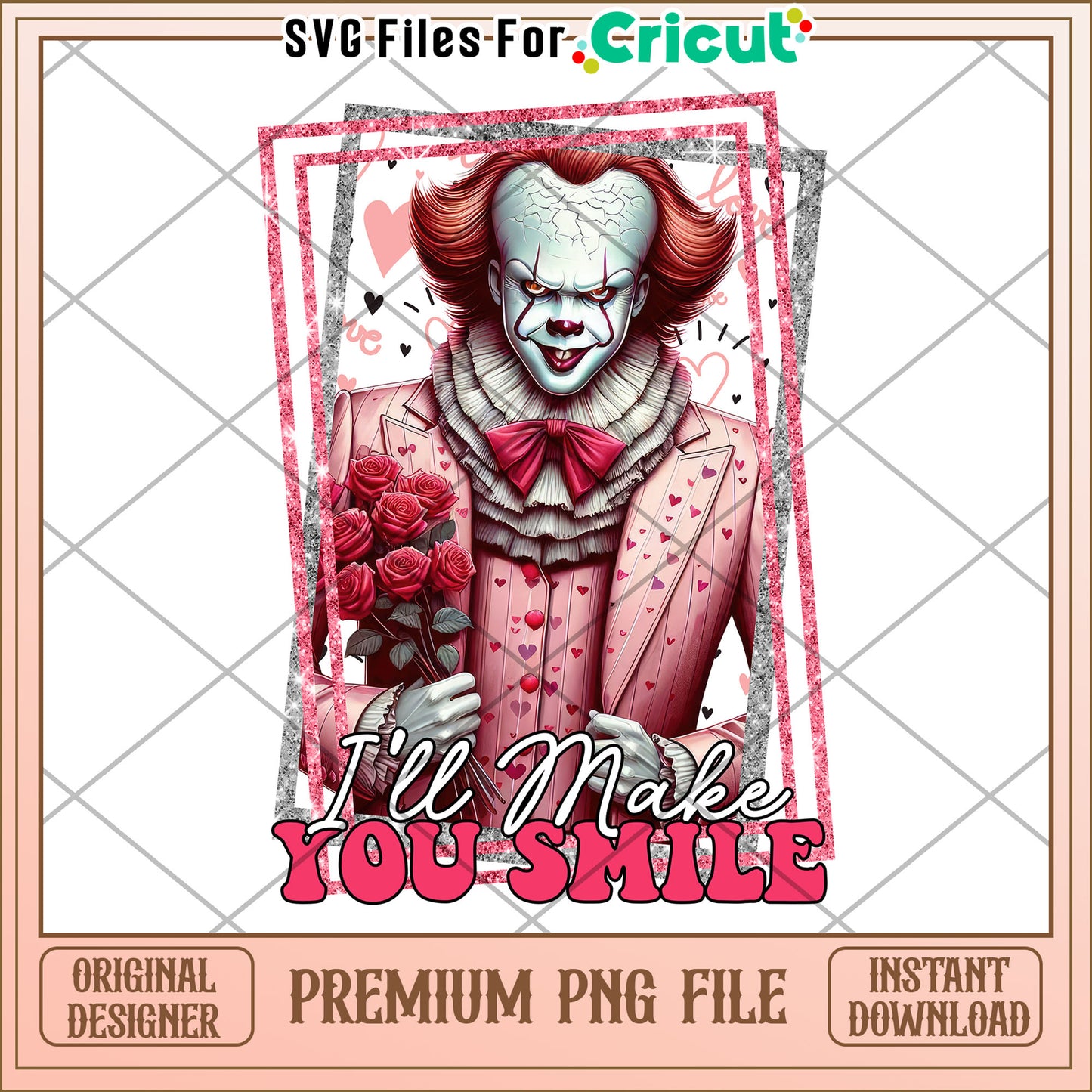 Creepy Clown PNG Design for Cricut Projects Download