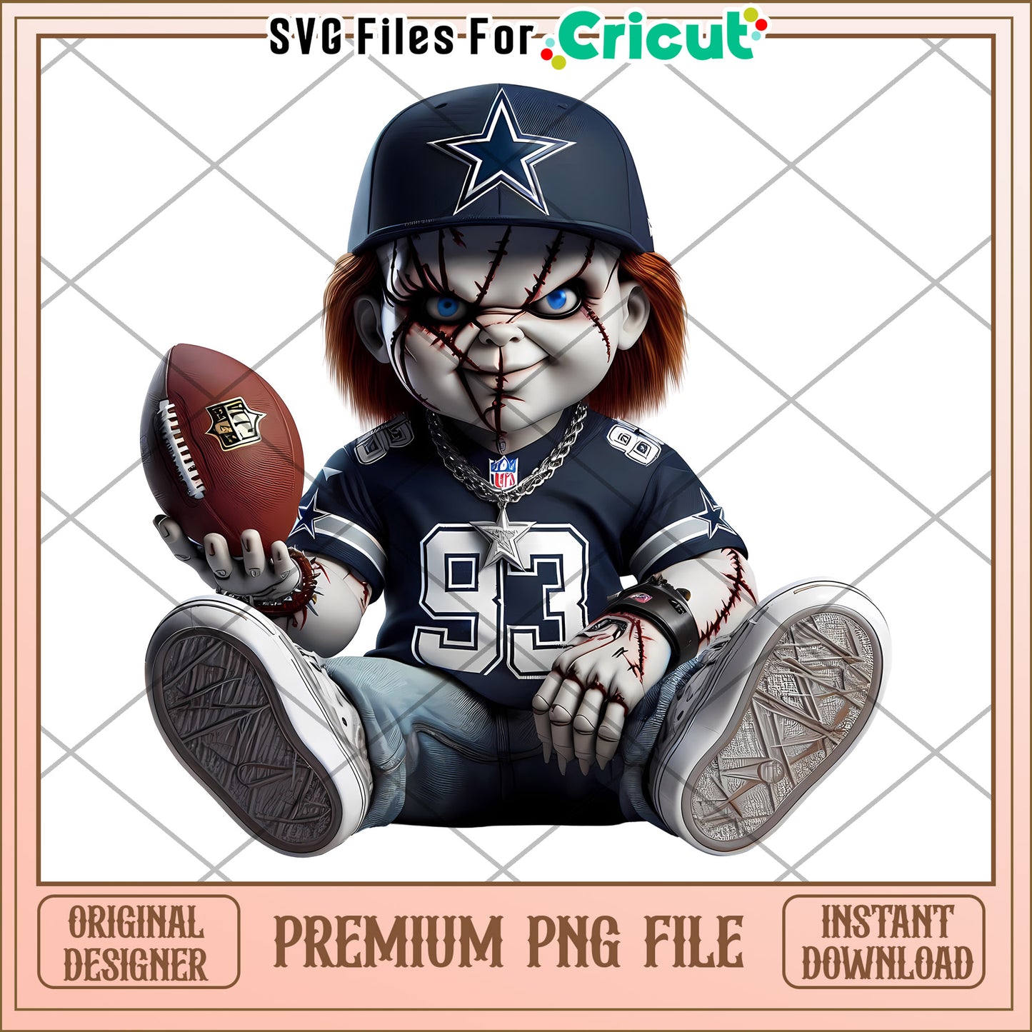 Creepy Football Doll PNG File for Crafts, Premium Quality Instant Download