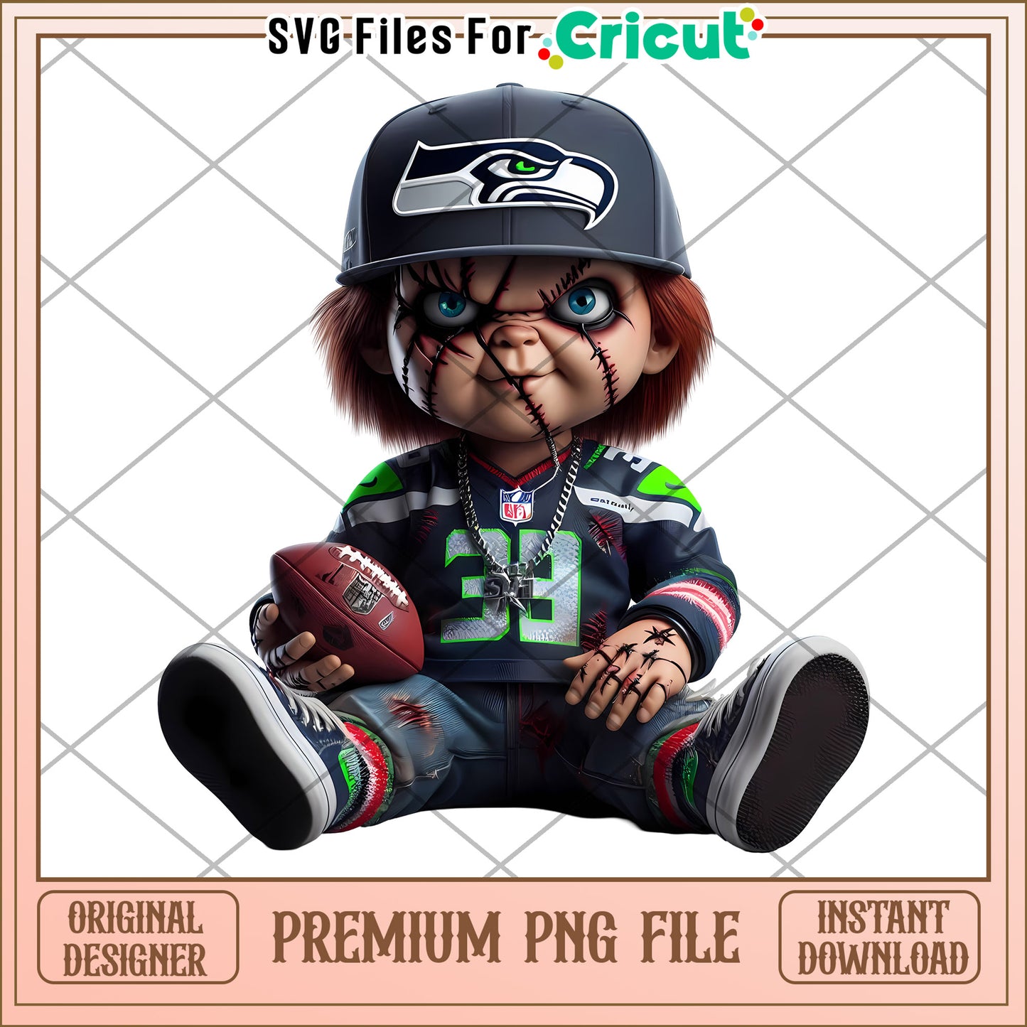 Creepy Football Doll for Cricut, Premium PNG Instant Download