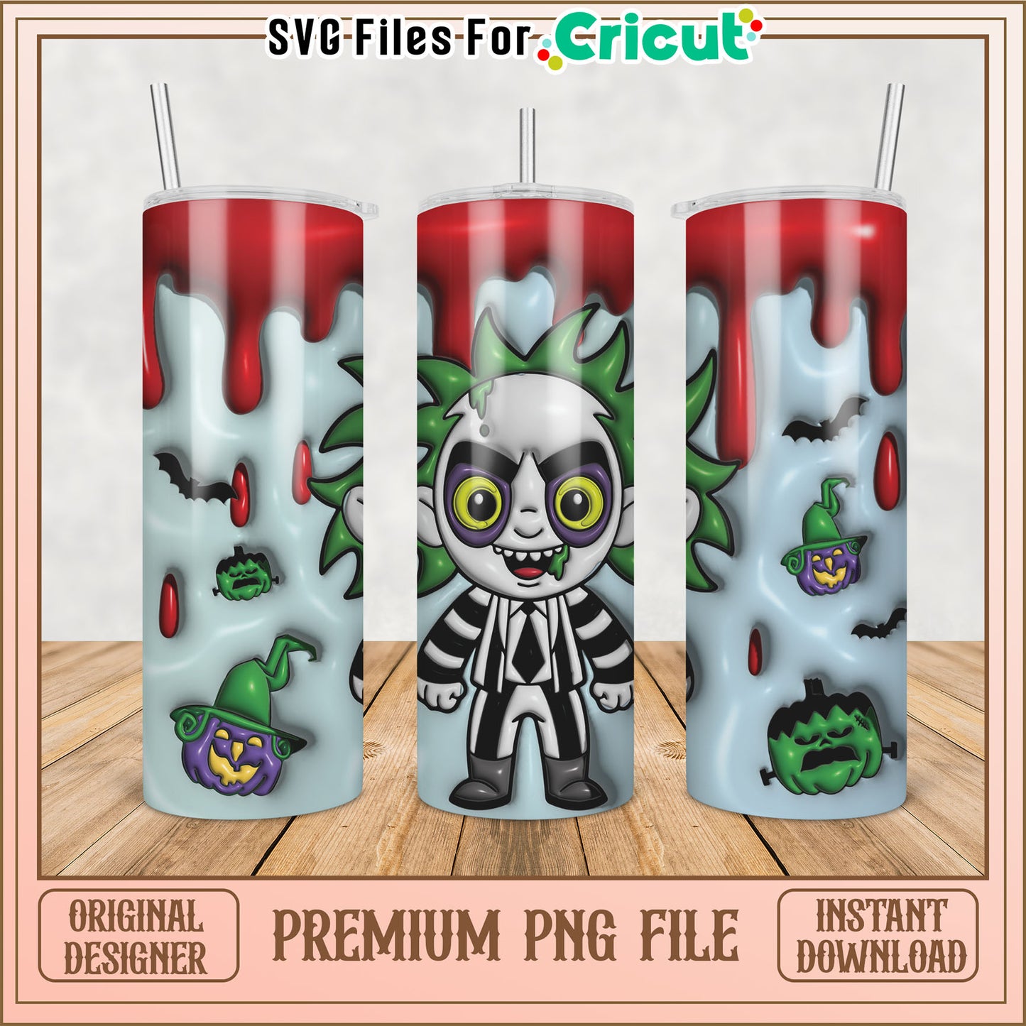 Creepy Halloween Tumbler PNG Design for DIY Crafting Projects