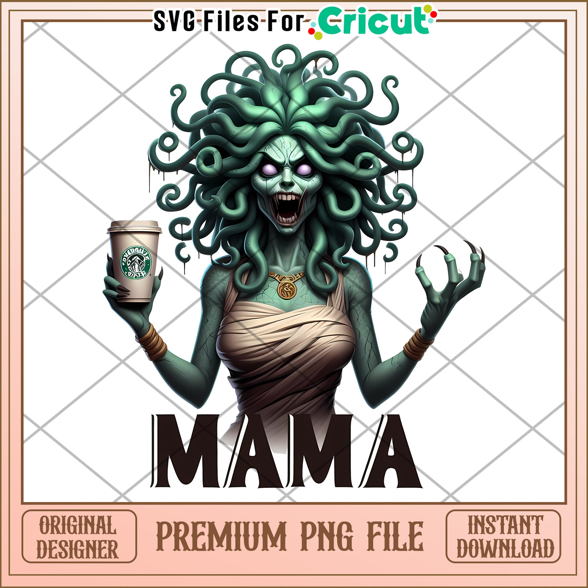 Creepy Medusa Mama PNG Design for Cricut Crafting